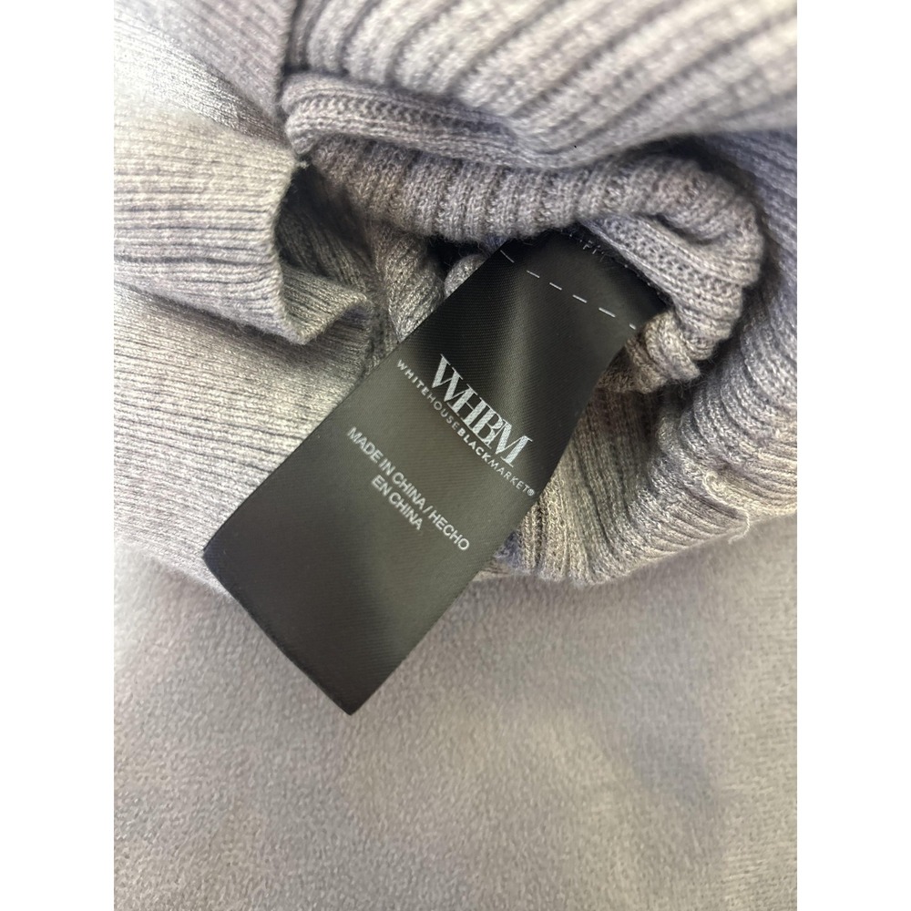 White House Black Market WHBM Womens Small Gray V-Neck Ribbed Knit Sweater Shirt - Picture 5 of 7